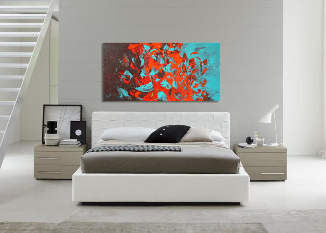 Flares - 24x48 - Abstract painting, Modern Art, Wall art, Canvas painting, Framed art, Minimalist art