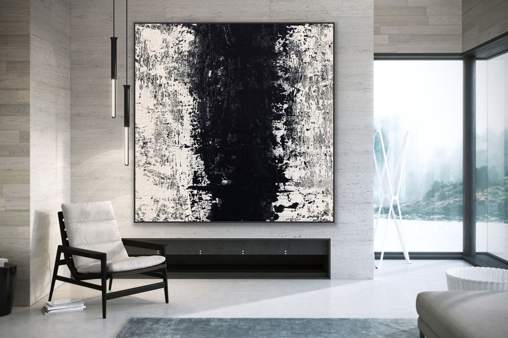 Music - Custom Art - Large abstract art gold oversized painting black abstract art 