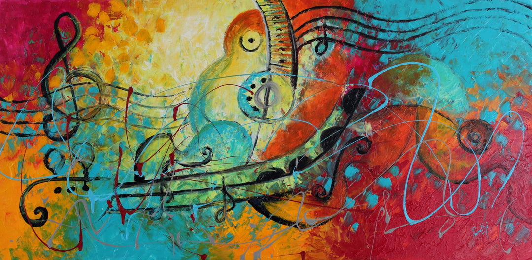 Lift ur spirit - 24x48 - Abstract painting, Modern Art, Wall art, Canvas painting, Framed art, Minimalist art