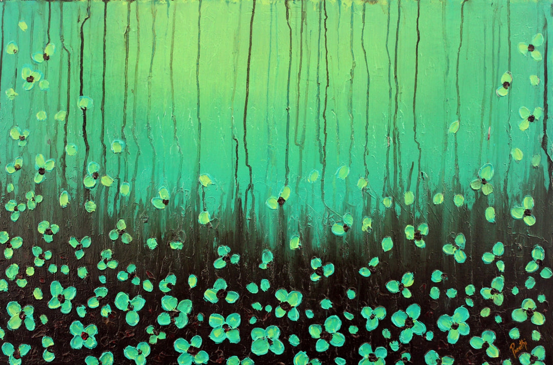 Raining petals - 24x36 - Abstract painting, Modern Art, Wall art, Canvas painting, Framed art, Minimalist art