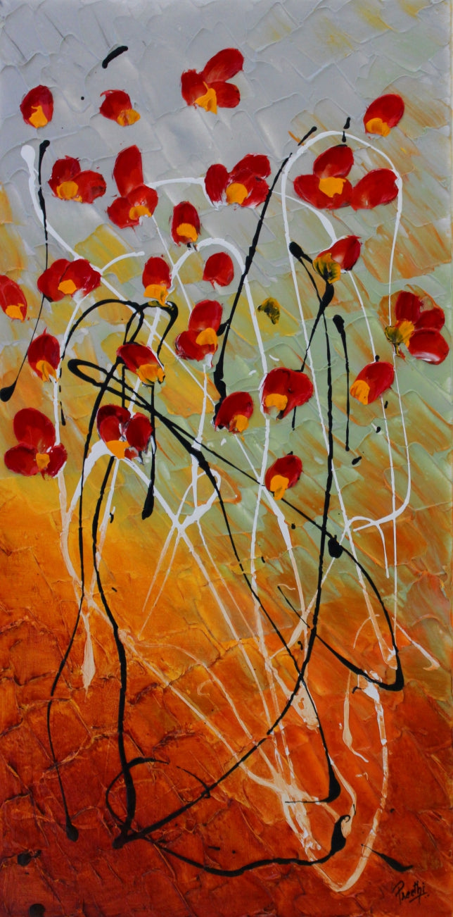 Red Beauty - 30x15 - Abstract painting, Modern Art, Wall art, Canvas painting, Framed art, Minimalist art