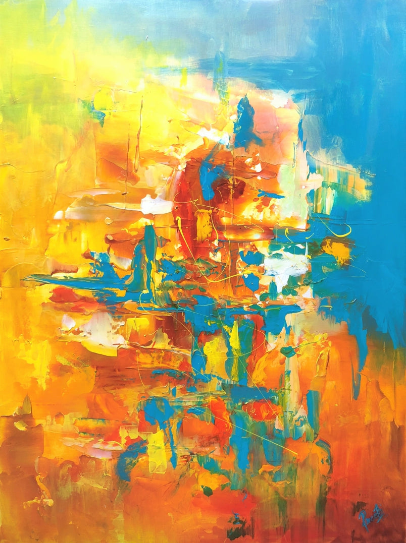 Sizzle - 30x40 - Abstract painting, Modern Art, Wall art, Canvas painting, Framed art, Minimalist art