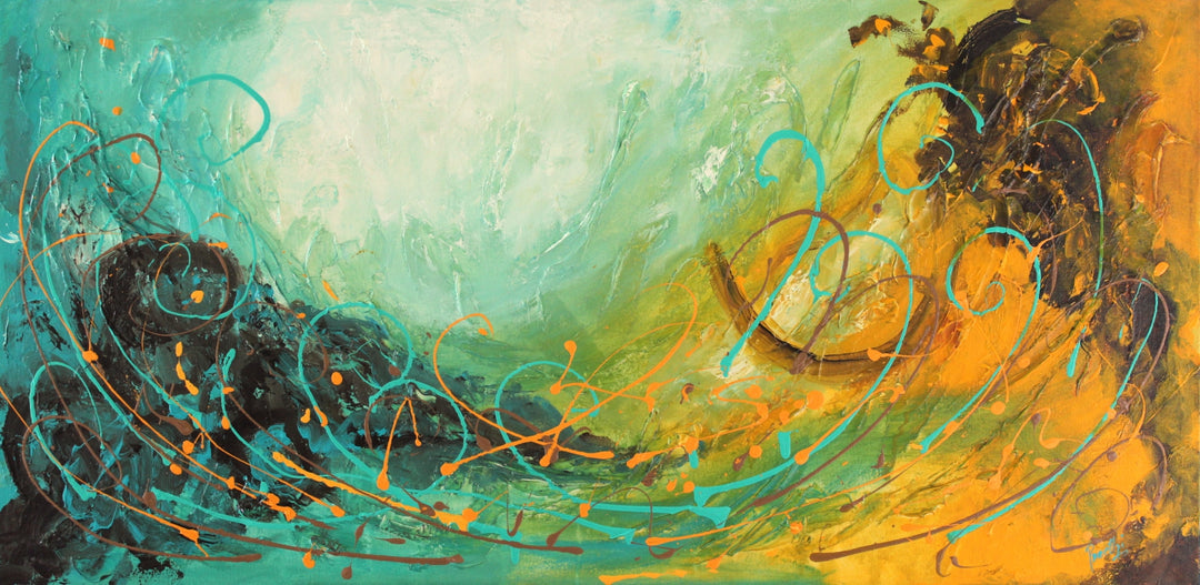 Skysailing - 24x48 - Abstract painting, Modern Art, Wall art, Canvas painting, Framed art, Minimalist art