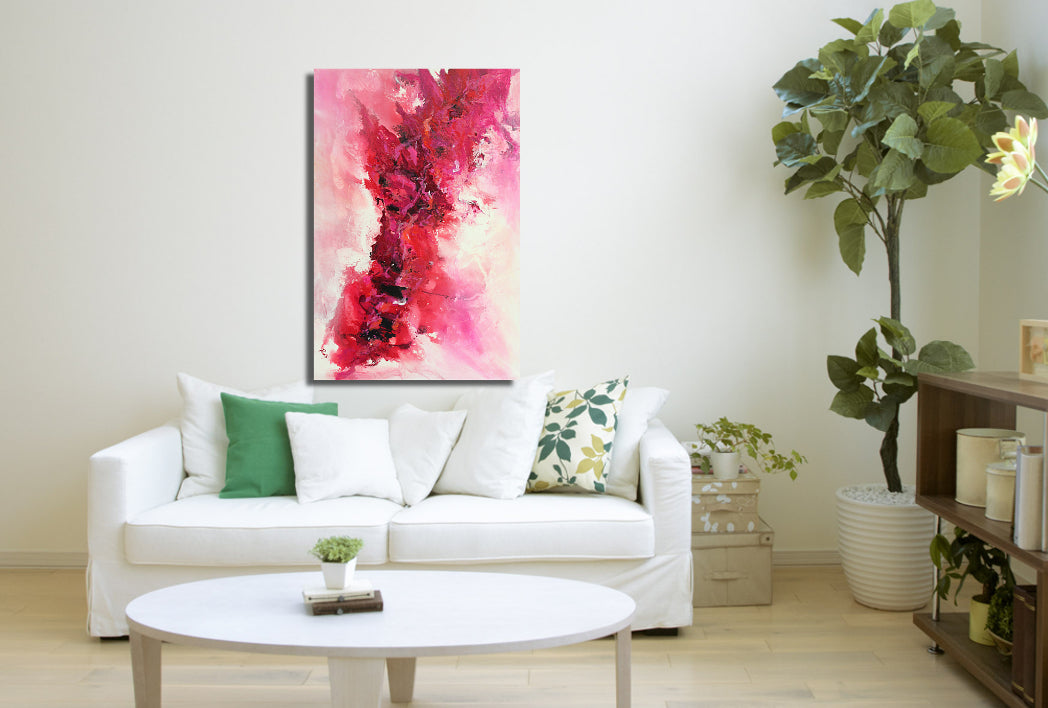 Tickled pink - 36x24 - Original Contemporary Modern Abstract Paintings by Abstract painting, Modern Art, Wall art, Canvas painting, Framed art, Minimalist art