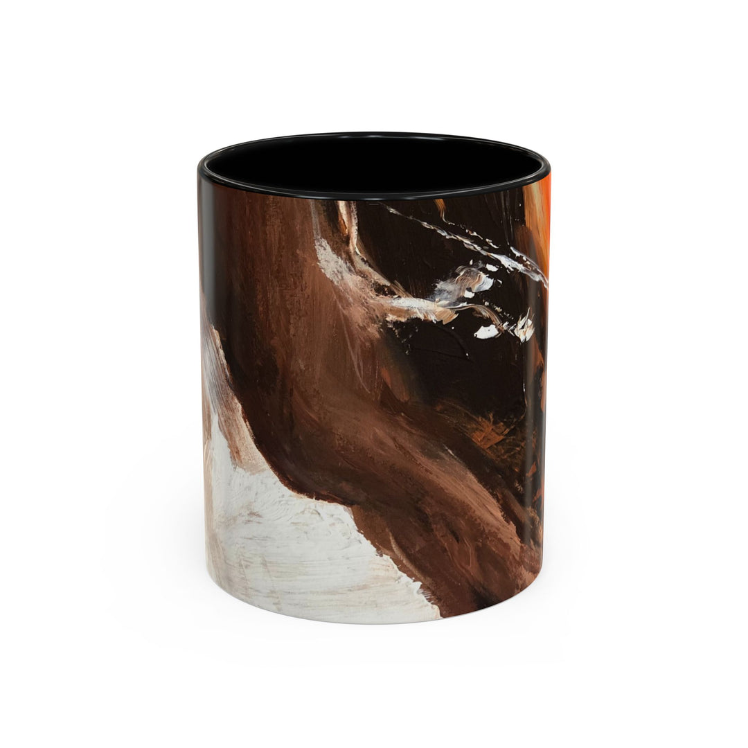 Abstract Earthtone Accent Coffee Mug – Brown & Orange Swirl 11/15oz