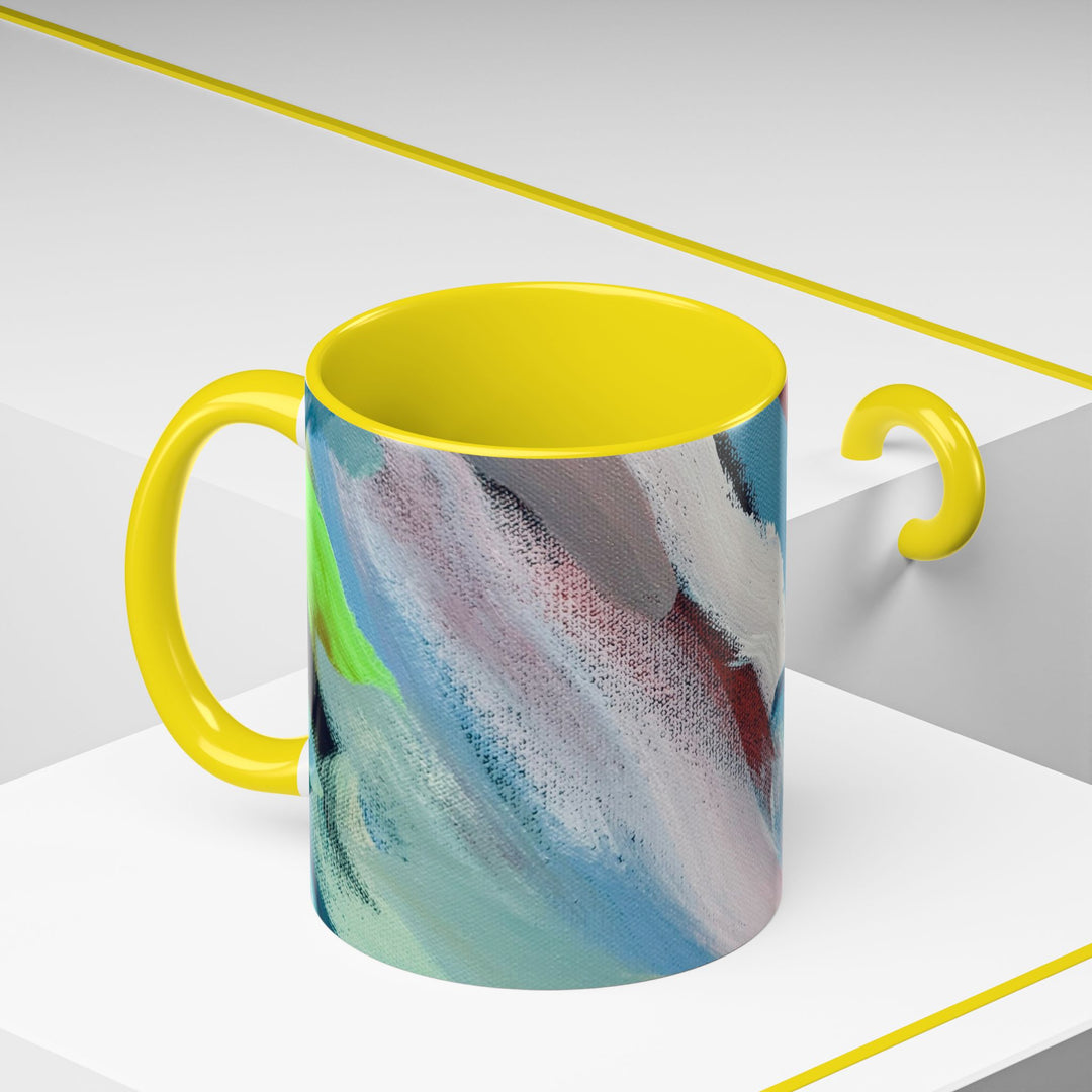 Abstract Brushstroke Accent Coffee Mug — Red, Blue & Teal Artistic Ceramic Mug (11/15oz)