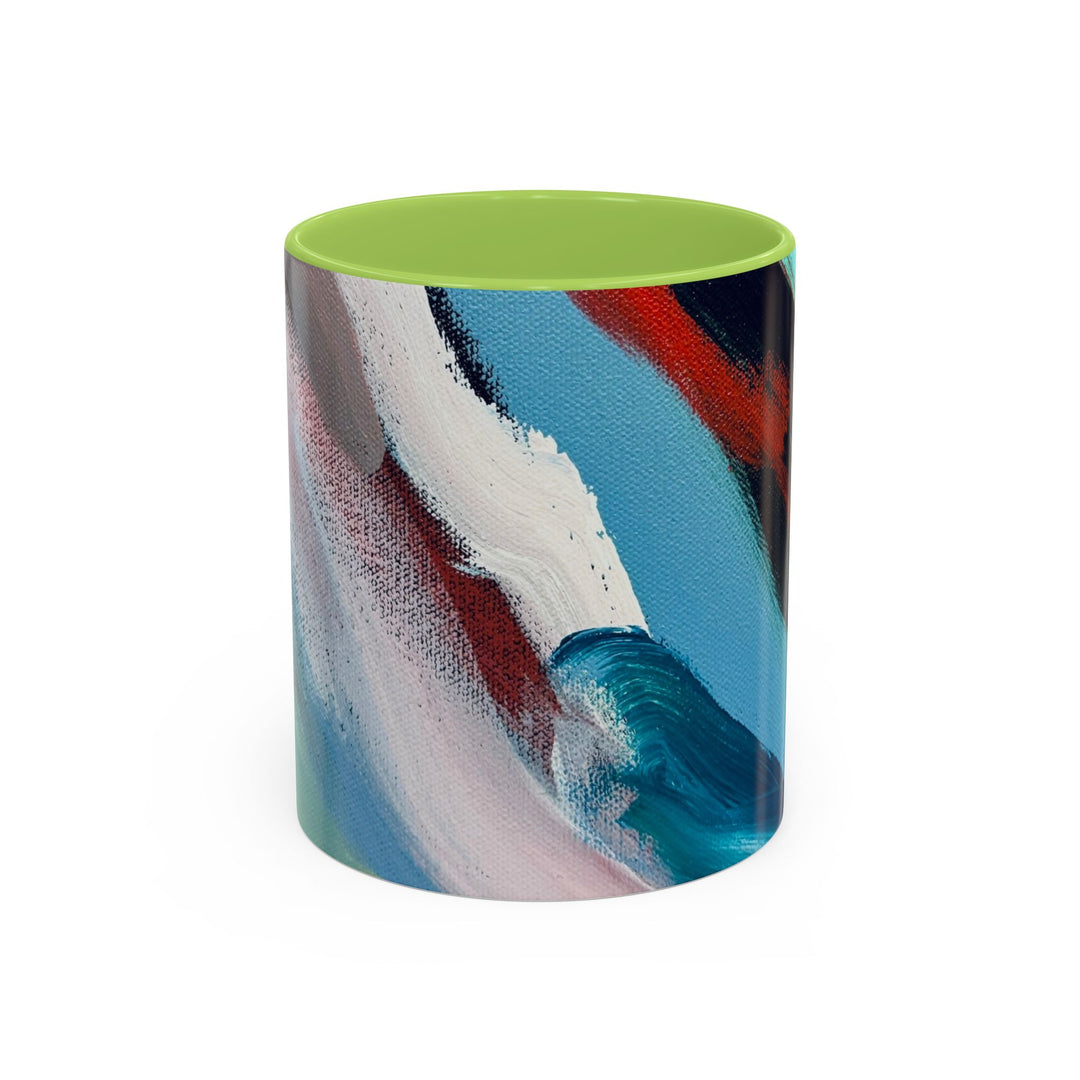 Abstract Brushstroke Accent Coffee Mug — Red, Blue & Teal Artistic Ceramic Mug (11/15oz)