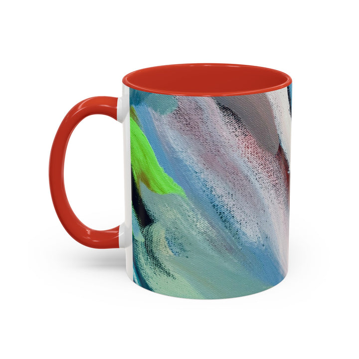 Abstract Brushstroke Accent Coffee Mug — Red, Blue & Teal Artistic Ceramic Mug (11/15oz)