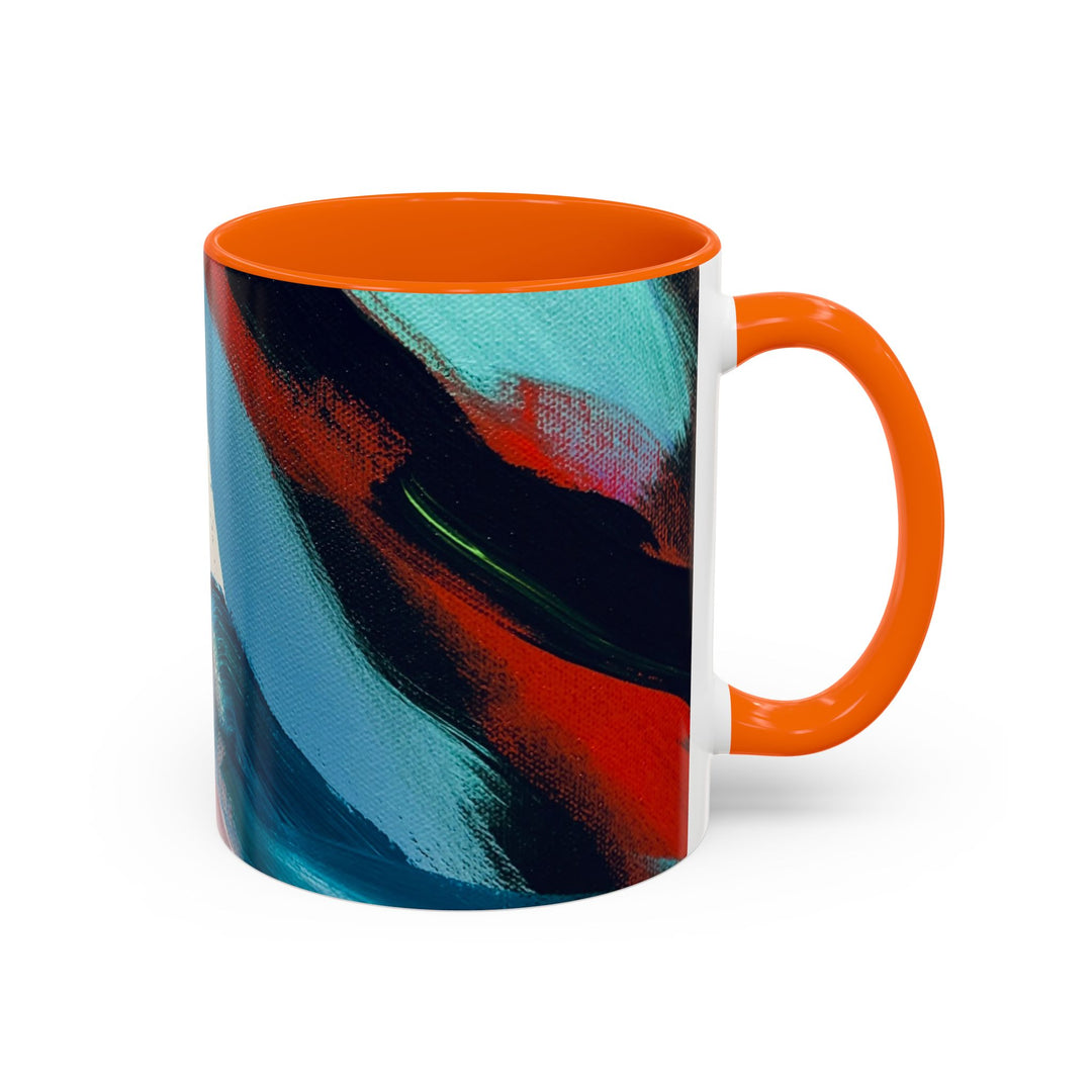 Abstract Brushstroke Accent Coffee Mug — Red, Blue & Teal Artistic Ceramic Mug (11/15oz)
