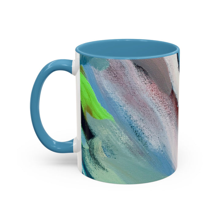 Abstract Brushstroke Accent Coffee Mug — Red, Blue & Teal Artistic Ceramic Mug (11/15oz)