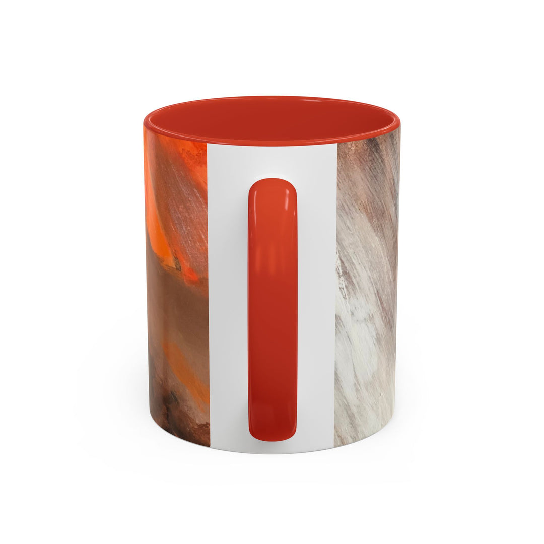 Abstract Earthtone Accent Coffee Mug – Brown & Orange Swirl 11/15oz