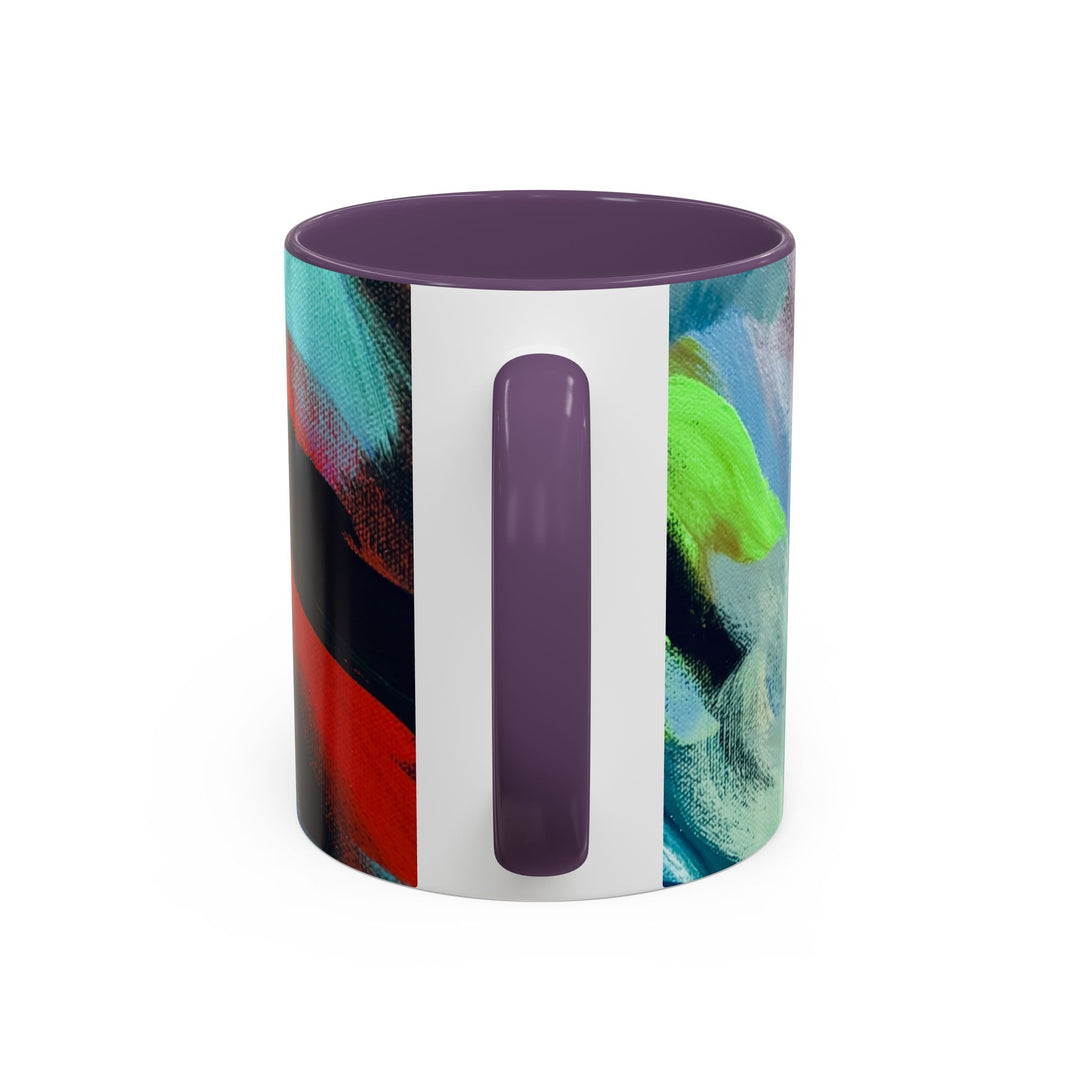 Abstract Brushstroke Accent Coffee Mug — Red, Blue & Teal Artistic Ceramic Mug (11/15oz)