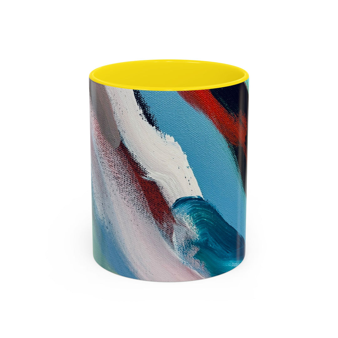 Abstract Brushstroke Accent Coffee Mug — Red, Blue & Teal Artistic Ceramic Mug (11/15oz)