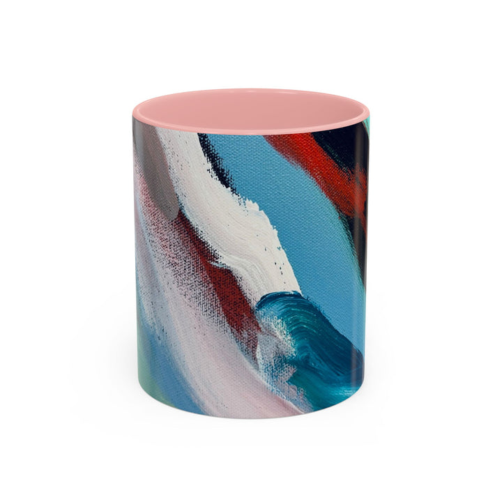 Abstract Brushstroke Accent Coffee Mug — Red, Blue & Teal Artistic Ceramic Mug (11/15oz)