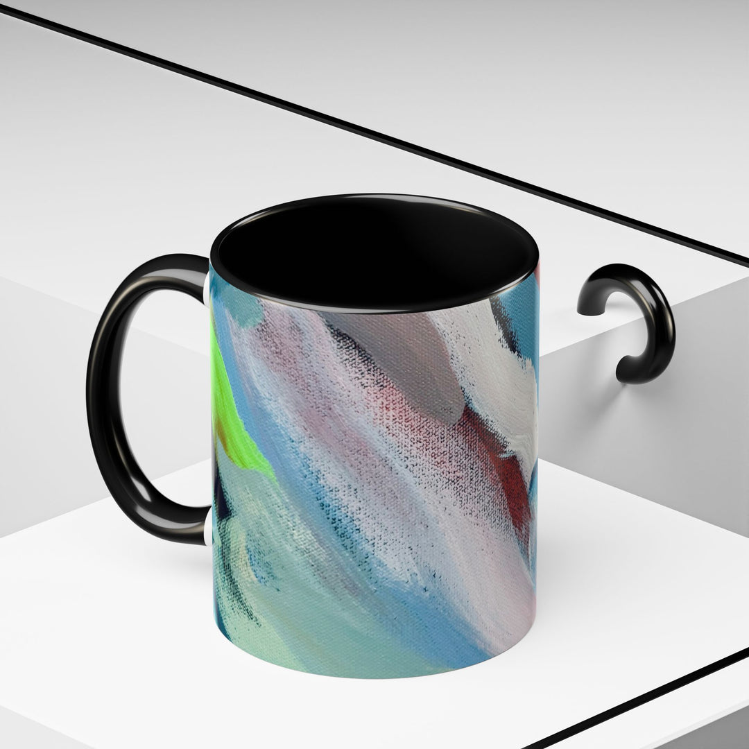 Abstract Brushstroke Accent Coffee Mug — Red, Blue & Teal Artistic Ceramic Mug (11/15oz)