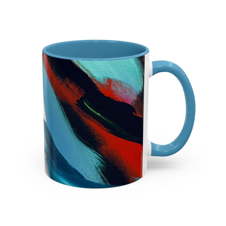 Abstract Brushstroke Accent Coffee Mug — Red, Blue & Teal Artistic Ceramic Mug (11/15oz)