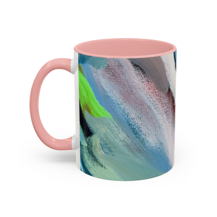 Abstract Brushstroke Accent Coffee Mug — Red, Blue & Teal Artistic Ceramic Mug (11/15oz)