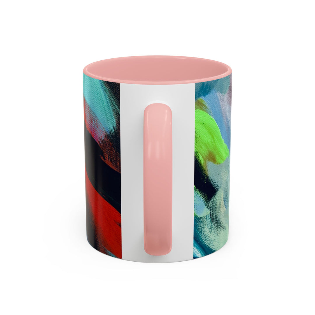 Abstract Brushstroke Accent Coffee Mug — Red, Blue & Teal Artistic Ceramic Mug (11/15oz)