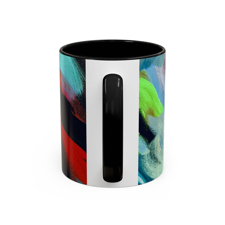 Abstract Brushstroke Accent Coffee Mug — Red, Blue & Teal Artistic Ceramic Mug (11/15oz)