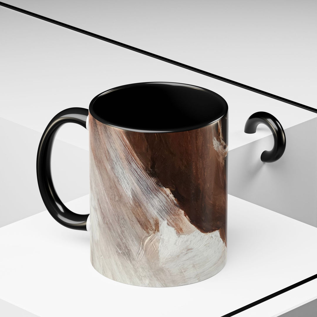 Abstract Earthtone Accent Coffee Mug – Brown & Orange Swirl 11/15oz