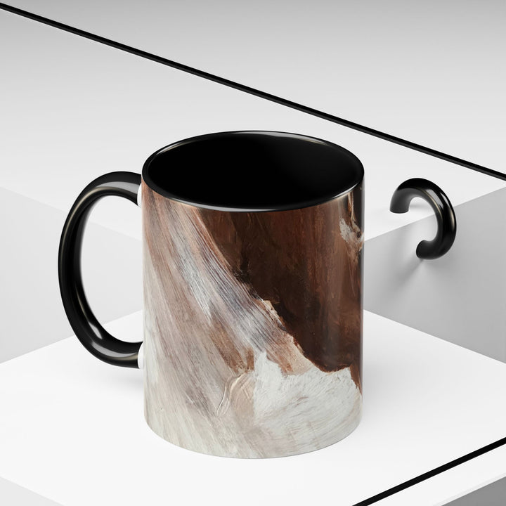 Abstract Earthtone Accent Coffee Mug – Brown & Orange Swirl 11/15oz