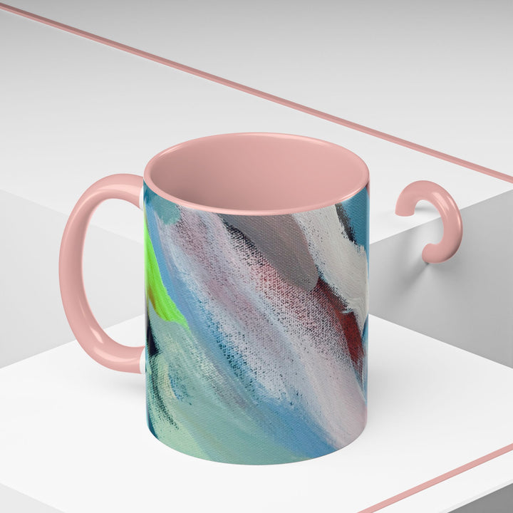 Abstract Brushstroke Accent Coffee Mug — Red, Blue & Teal Artistic Ceramic Mug (11/15oz)