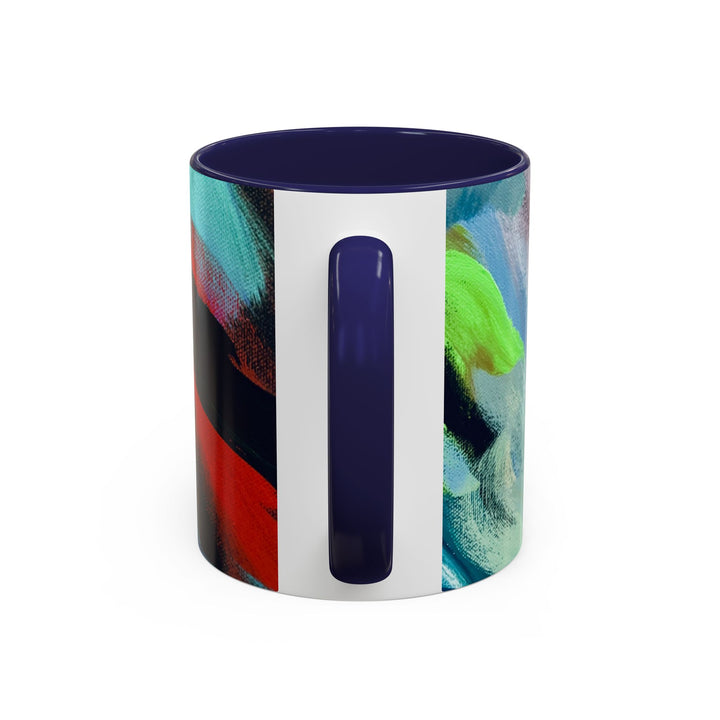 Abstract Brushstroke Accent Coffee Mug — Red, Blue & Teal Artistic Ceramic Mug (11/15oz)
