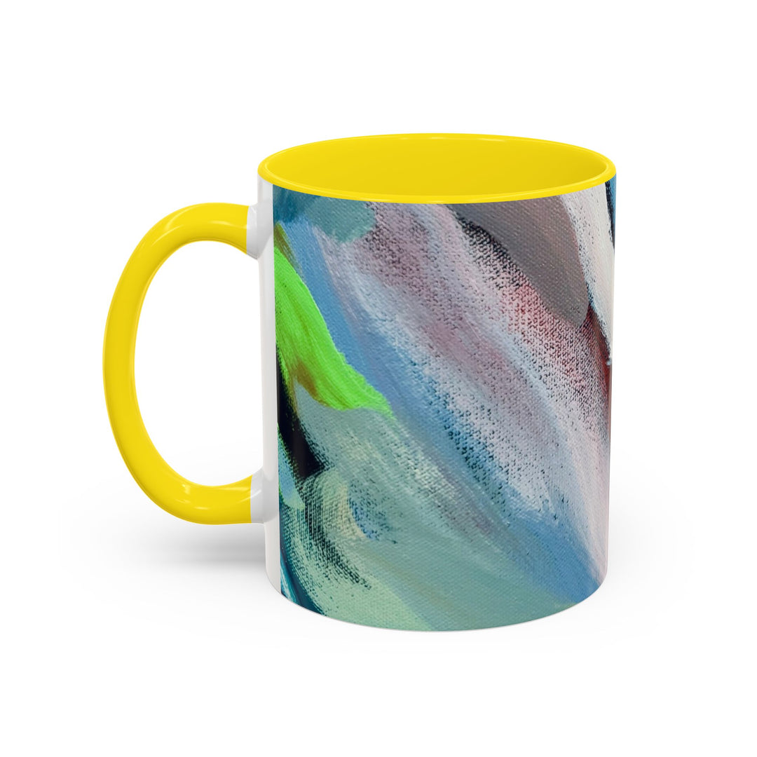 Abstract Brushstroke Accent Coffee Mug — Red, Blue & Teal Artistic Ceramic Mug (11/15oz)