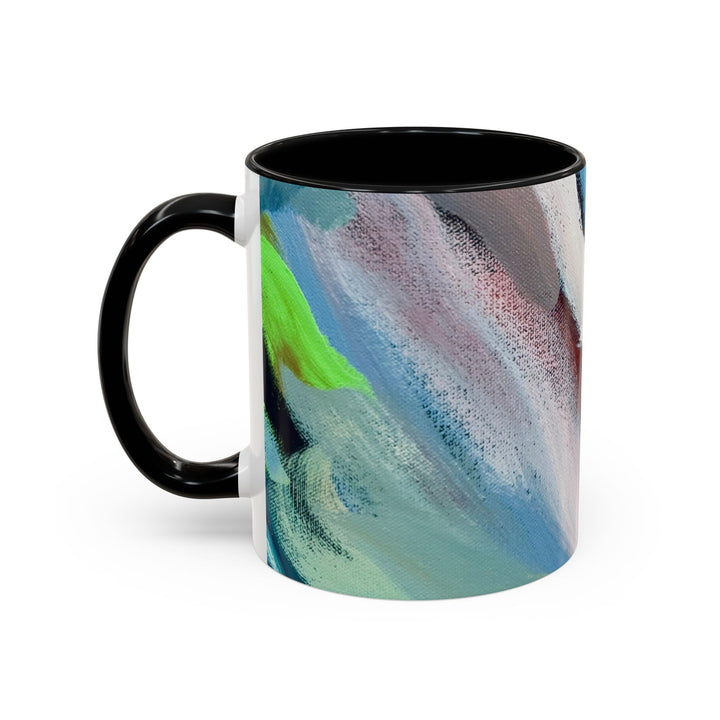 Abstract Brushstroke Accent Coffee Mug — Red, Blue & Teal Artistic Ceramic Mug (11/15oz)