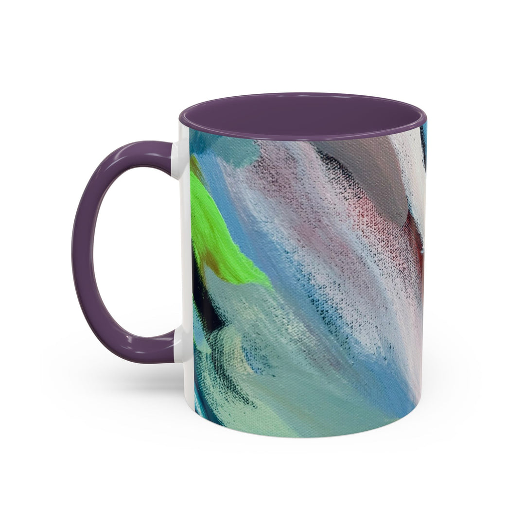Abstract Brushstroke Accent Coffee Mug — Red, Blue & Teal Artistic Ceramic Mug (11/15oz)