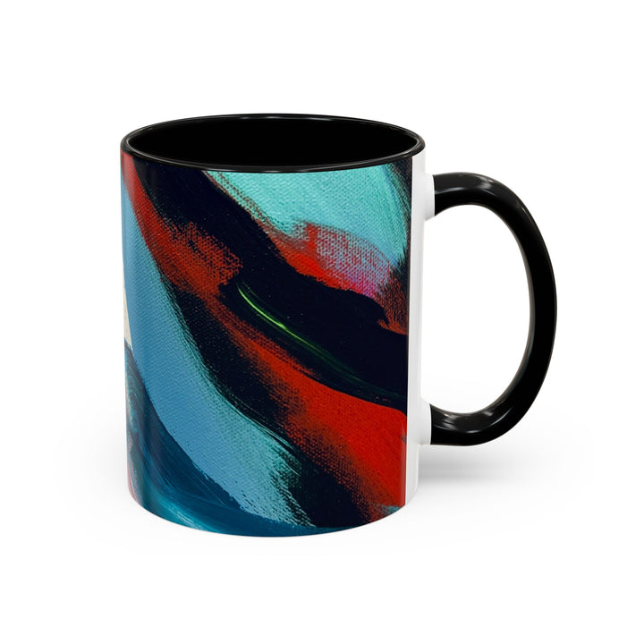Abstract Brushstroke Accent Coffee Mug — Red, Blue & Teal Artistic Ceramic Mug (11/15oz)