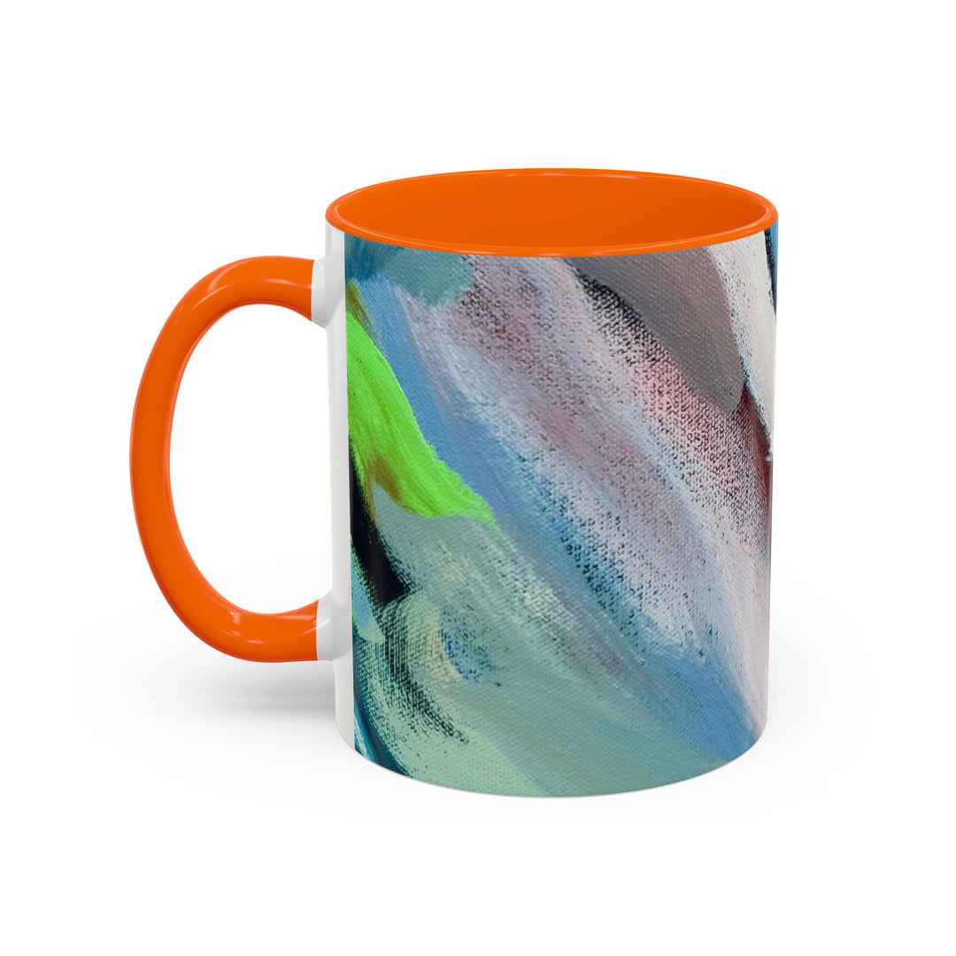Abstract Brushstroke Accent Coffee Mug — Red, Blue & Teal Artistic Ceramic Mug (11/15oz)