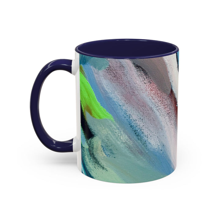 Abstract Brushstroke Accent Coffee Mug — Red, Blue & Teal Artistic Ceramic Mug (11/15oz)