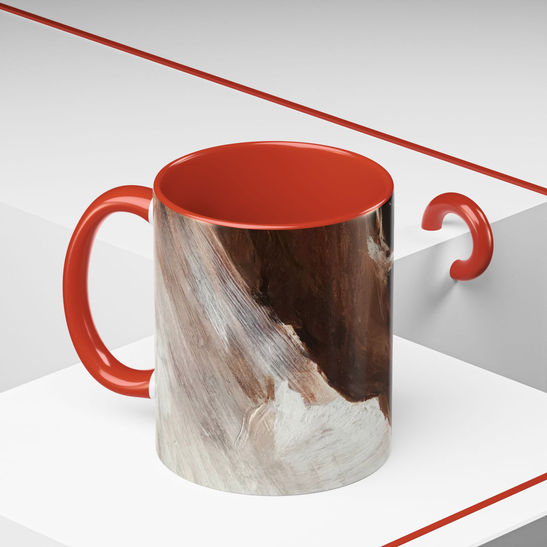 Abstract Earthtone Accent Coffee Mug – Brown & Orange Swirl 11/15oz