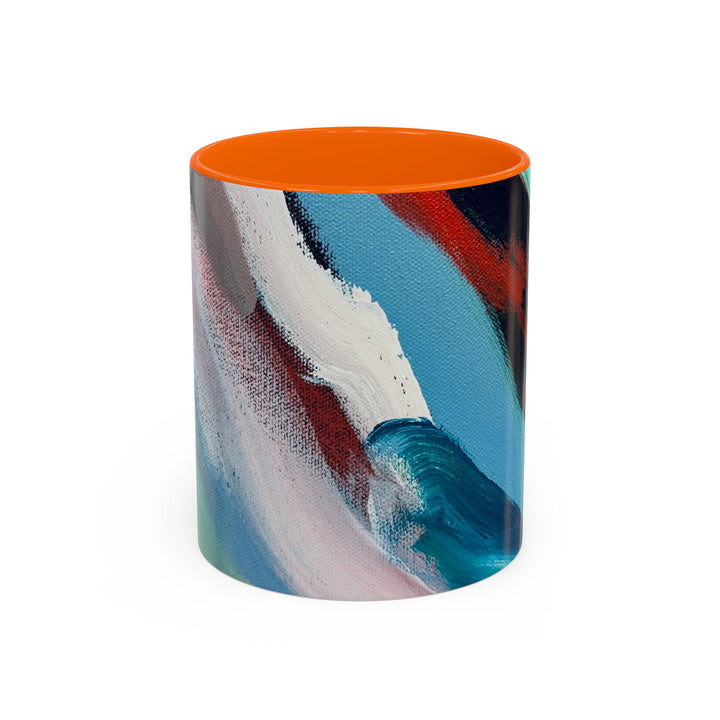 Abstract Brushstroke Accent Coffee Mug — Red, Blue & Teal Artistic Ceramic Mug (11/15oz)