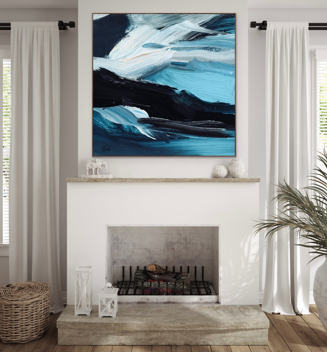 Northern lights - Custom Art - Abstract Painting, Minimalist Art, Framed art Wall Art, Modern art