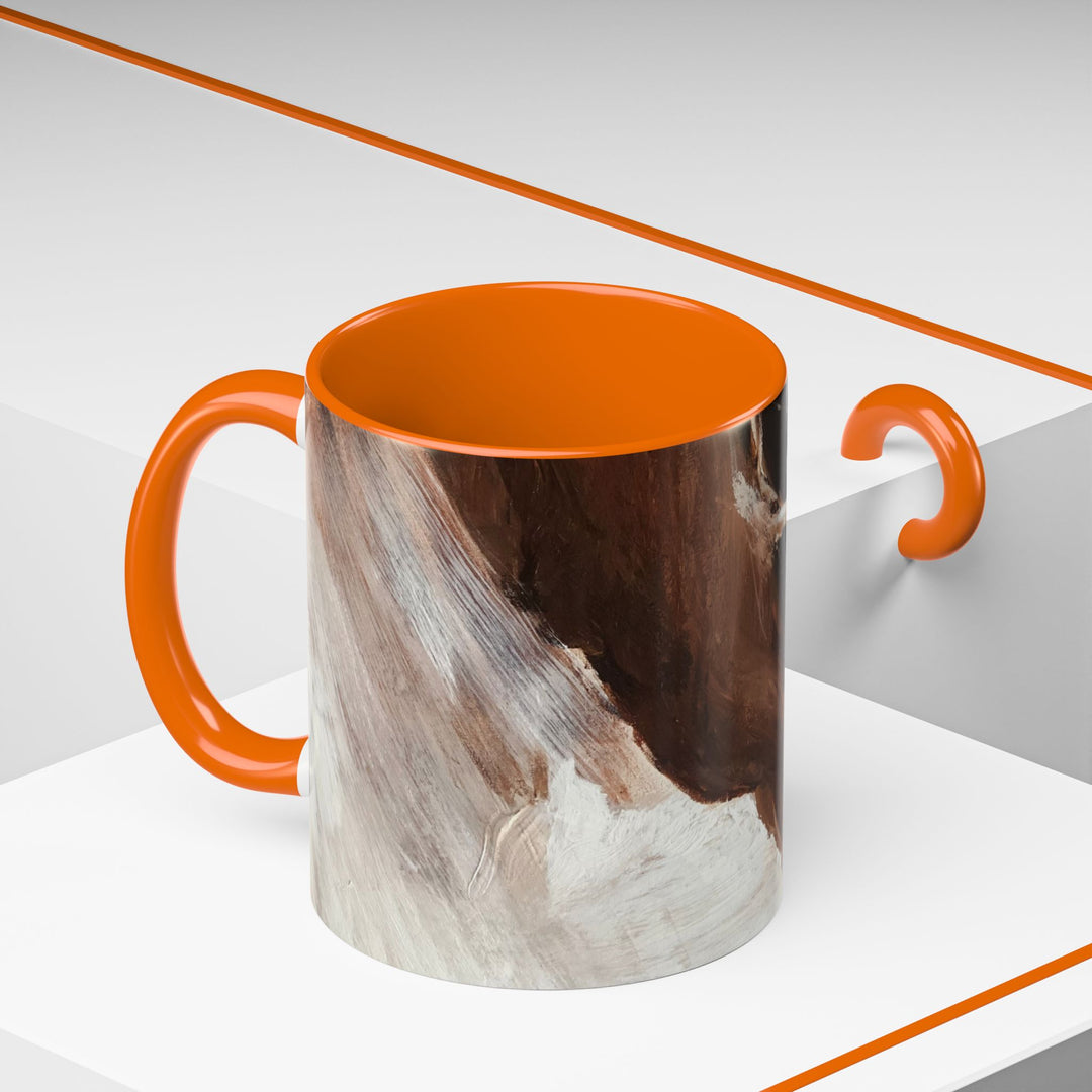 Abstract Earthtone Accent Coffee Mug – Brown & Orange Swirl 11/15oz
