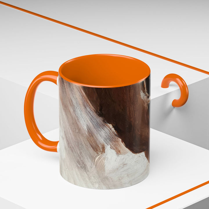 Abstract Earthtone Accent Coffee Mug – Brown & Orange Swirl 11/15oz