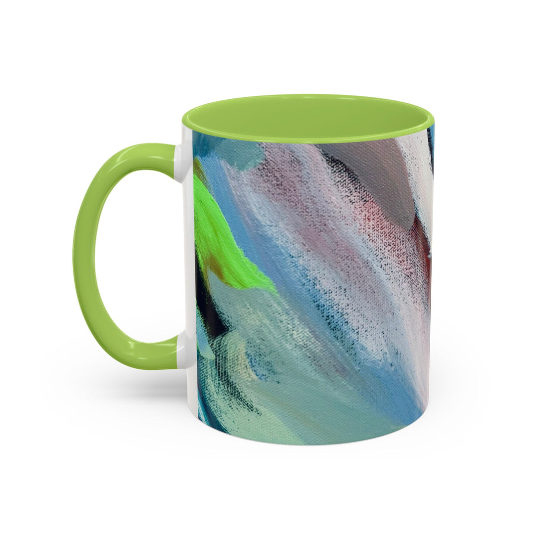 Abstract Brushstroke Accent Coffee Mug — Red, Blue & Teal Artistic Ceramic Mug (11/15oz)