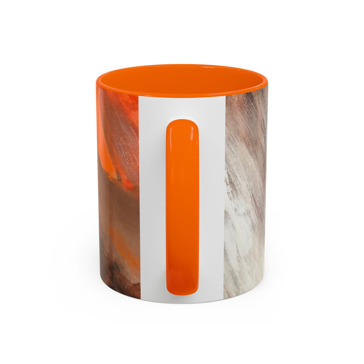 Abstract Earthtone Accent Coffee Mug – Brown & Orange Swirl 11/15oz