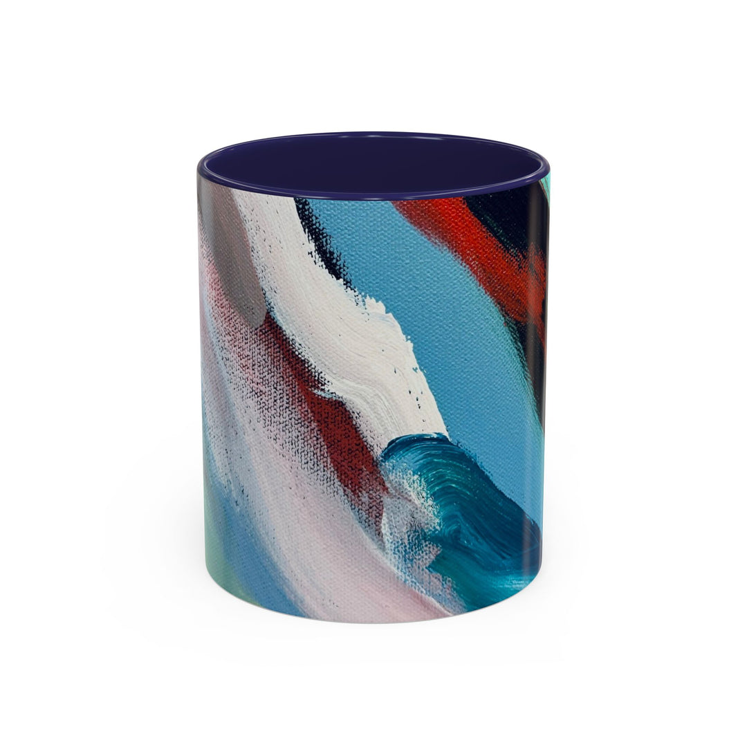 Abstract Brushstroke Accent Coffee Mug — Red, Blue & Teal Artistic Ceramic Mug (11/15oz)