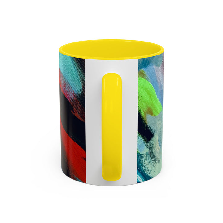 Abstract Brushstroke Accent Coffee Mug — Red, Blue & Teal Artistic Ceramic Mug (11/15oz)