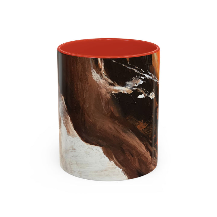 Abstract Earthtone Accent Coffee Mug – Brown & Orange Swirl 11/15oz