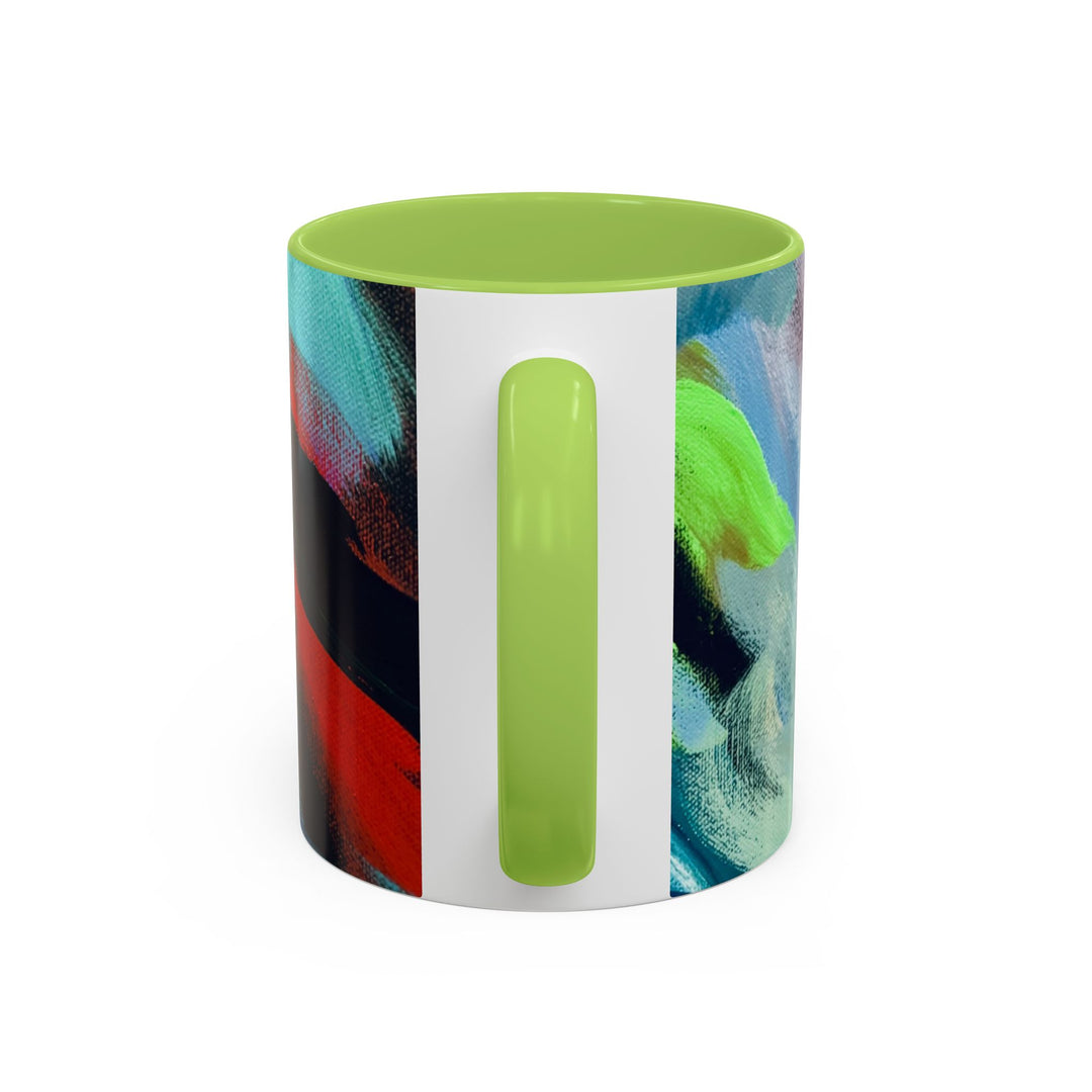 Abstract Brushstroke Accent Coffee Mug — Red, Blue & Teal Artistic Ceramic Mug (11/15oz)