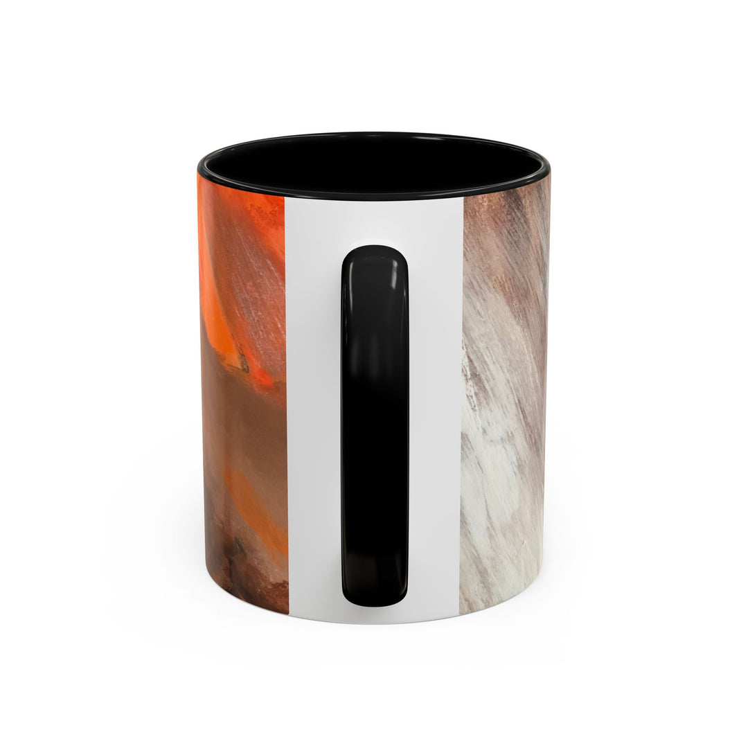 Abstract Earthtone Accent Coffee Mug – Brown & Orange Swirl 11/15oz