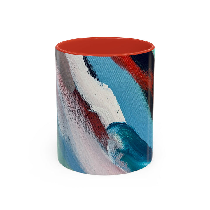 Abstract Brushstroke Accent Coffee Mug — Red, Blue & Teal Artistic Ceramic Mug (11/15oz)