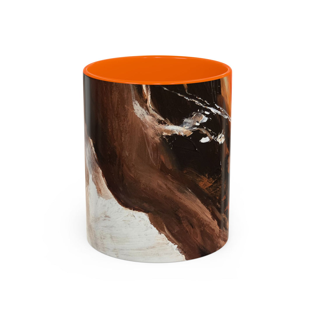 Abstract Earthtone Accent Coffee Mug – Brown & Orange Swirl 11/15oz