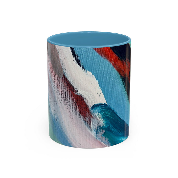 Abstract Brushstroke Accent Coffee Mug — Red, Blue & Teal Artistic Ceramic Mug (11/15oz)
