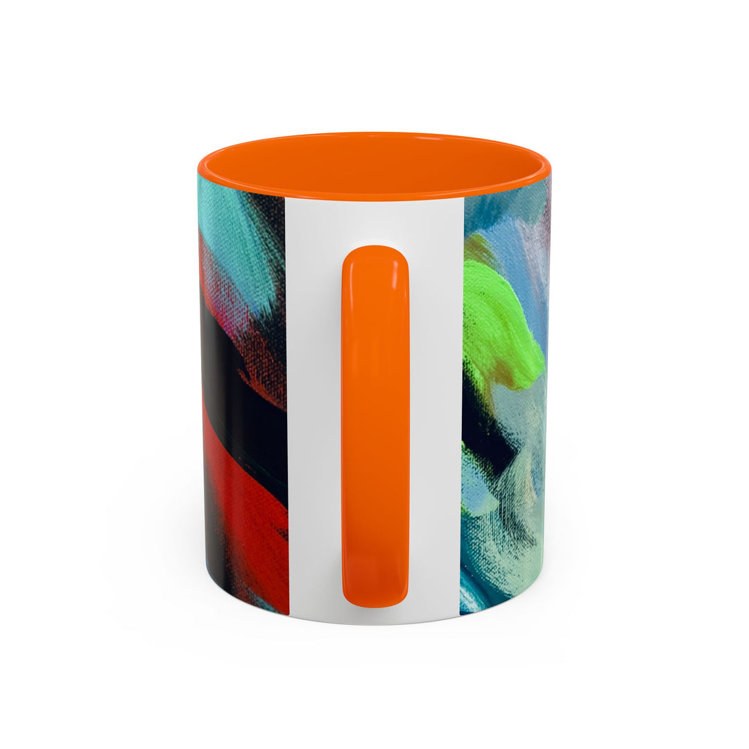 Abstract Brushstroke Accent Coffee Mug — Red, Blue & Teal Artistic Ceramic Mug (11/15oz)