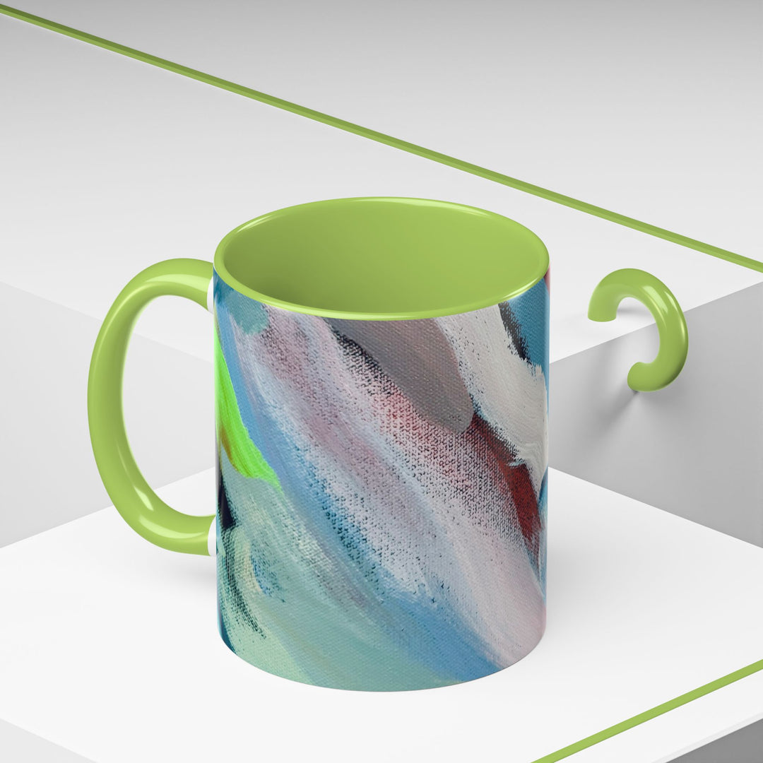 Abstract Brushstroke Accent Coffee Mug — Red, Blue & Teal Artistic Ceramic Mug (11/15oz)